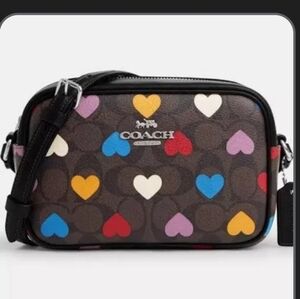Coach Mini Jamie Camera Bag in Signature Canvas with a heart print